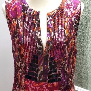 "Saltaire" Sleeveless Print V-Neck Sheath Dress